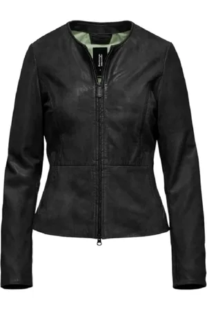Bomboogie Jassen, Dames, Zwart, M, Leer, Leren Jas Arya