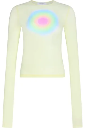 Sportmax Tops, Dames, Geel, M, Katoen, Gele Top met Print