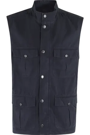 Barbour Jassen, Heren, Blauw, L, Katoen, Blauw Katoenen Gilet Corbridge Stijl