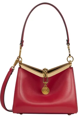 Etro Tassen, Dames, Rood, ONE Size, Leer, Rode Leren Mini Kettingtas