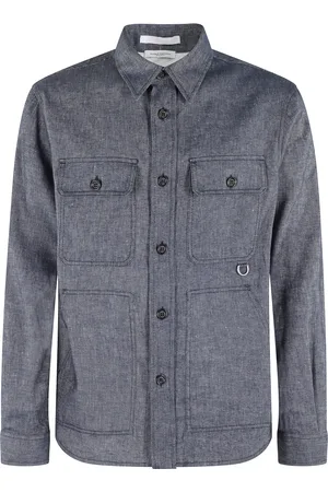 Paolo Pecora Overhemden, Heren, Blauw, XL, Linnen, Linnen Stretch Overhemd