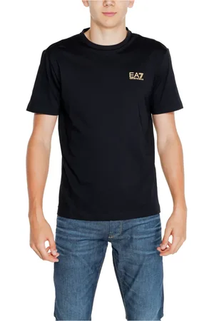 EA7 Tops, Heren, Zwart, L, Katoen, T-shirt met korte mouwen