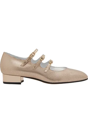 Carel Schoenen, Dames, Grijs, 39 EU, Leer, Metallic Mary Jane Pumps