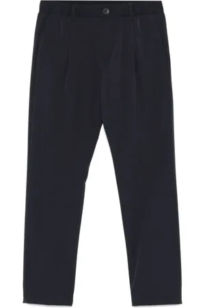 HERNO Broeken, Heren, Blauw, M, Katoen, Seersucker Straight-Leg Broek