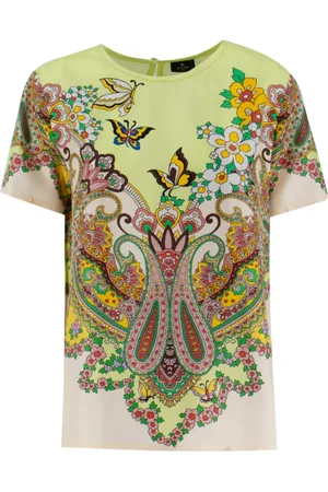 Etro Tops, Dames, Veelkleurig, S, Elegante witte top met bloemenprint