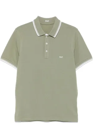 FAY Tops, Heren, Groen, M, Katoen, Groene polo shirt met logo