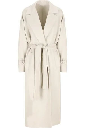 Brunello Cucinelli Mantels, Dames, Wit, S, Marble Cashmere Lange Jas
