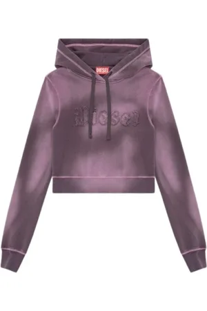 Diesel Sweatshirts & Hoodies, Dames, Paars, M, Katoen, Hoodie met distressed look en geprint logo