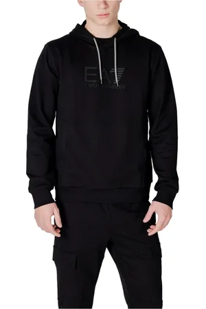 EA7 Sweatshirts & Hoodies, Heren, Zwart, S, Katoen, Cotton Capshirt Sweatshirt