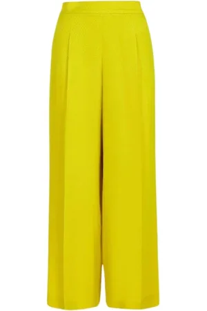 Carolina Herrera Broeken, Dames, Geel, L, Zijden Jacquard Rechte Pijpen Broek