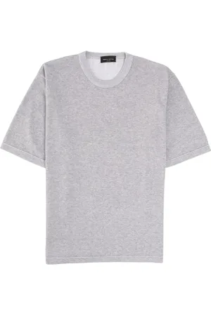Roberto Collina Tops, Heren, Grijs, M, Katoen, Minimalistische Gebreide T-shirt