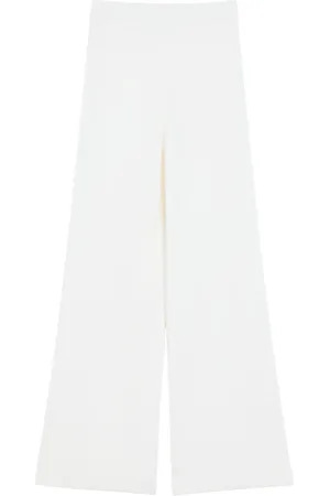 Max Mara Broeken, Dames, Wit, S, Wol, Rechtvallende wollen broek