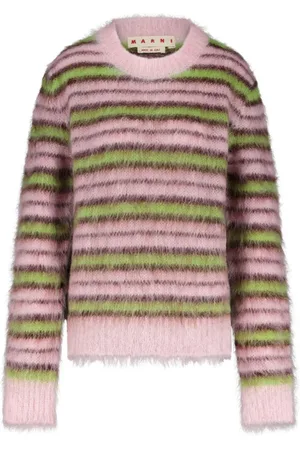 Marni Truien, Dames, Veelkleurig, S, Gestreept Mohair Pullover Sweater