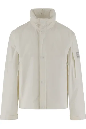 C.P. Company Jassen, Heren, Wit, L, Katoen, Katoen Hoge Kraag Jas Wit