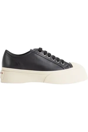 Marni Schoenen, Dames, Zwart, 38 EU, Leer, Zwarte leren sneakers met veters