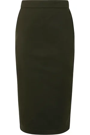 Max Mara Rokken, Dames, Groen, M, Katoen, Cognac Kokerrok