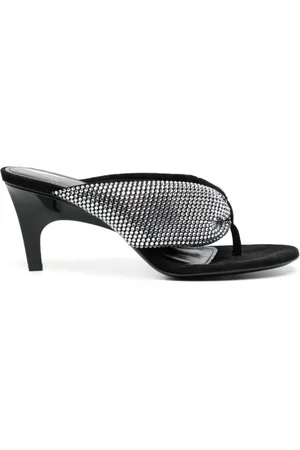 The Attico Schoenen, Dames, Zwart, 36 EU, Leer, Sandalen met Hoge Hak en Strass