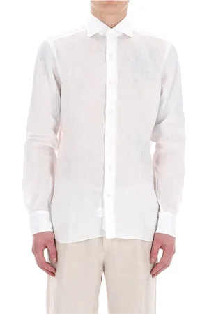 BARBA Overhemden, Heren, Wit, 2Xl, Linnen, Witte Linnen Dandylife Overhemd