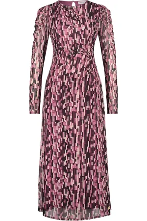 Fabienne Chapot Kleedjes, Dames, Roze, S, Polyester, Pleated Sleeve Midi Jurk