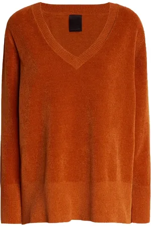 RRD Truien, Dames, Oranje, M, Polyester, V-hals Chenille Effect Knit