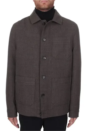 Circolo Jassen, Heren, Bruin, L, Katoen, Bruin Overshirt met Knoopsluiting