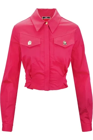 Elisabetta Franchi Jassen, Dames, Roze, M, Katoen, Shirtjas met Knopen