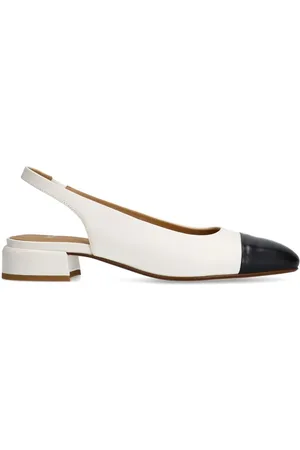 Manfield Schoenen, Dames, Wit, 36 EU, Witte leren slingbacks met vierkante neus