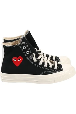 Comme des Garçons Schoenen, Heren, Zwart, 42 1/2 EU, Katoen, Zwarte Canvas Sneakers met Veters