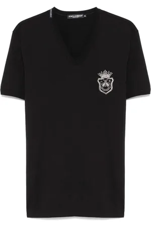 Dolce & Gabbana Tops, Heren, Zwart, L, Katoen, Casual Katoenen T-Shirt in Zwart