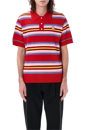 Casablanca Tops, Heren, Veelkleurig, M, Katoen, Polo Shirt met Kabelpatroon