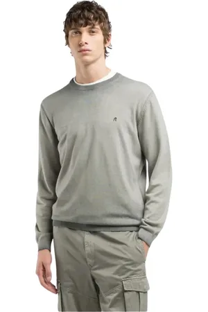 Replay Truien, Heren, Groen, S, Katoen, Crew Neck Katoenen Trui Heren