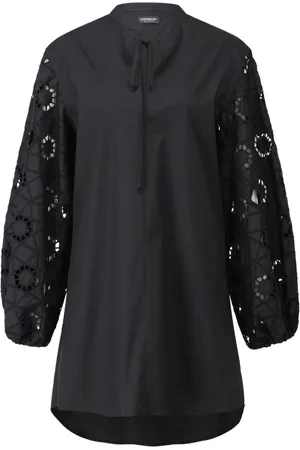 Dondup Kleedjes, Dames, Zwart, S, Katoen, Geborduurde Jurk met Ballonmouwen