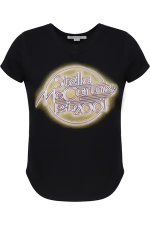 Stella McCartney Tops, Dames, Zwart, S, Katoen, T-shirt met Print