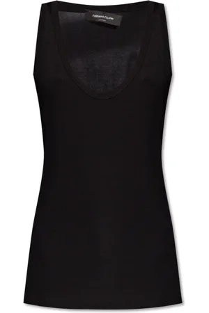 Fabiana Filippi Tops, Dames, Zwart, M, Geribbelde Tanktop