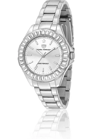 Chiara Ferragni Accessoires, Dames, Grijs, ONE Size, Sport Baguette Zilver Analoog Quartz Horloge