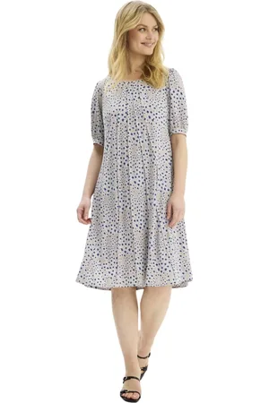 In Front Kleedjes, Dames, Veelkleurig, M, Blauwe Lucette Jurk met 1/2 Mouwen