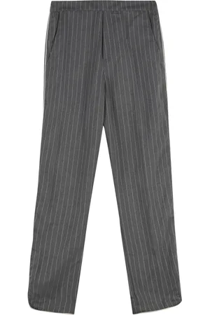Rhude Broeken, Heren, Grijs, M, Polyester, Gestreepte Korte Broek Elastische Tailleband