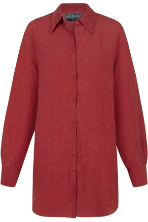 Cortana Blouses & Shirts, Dames, Rood, XL, Linnen, Rood Linnen Shirt