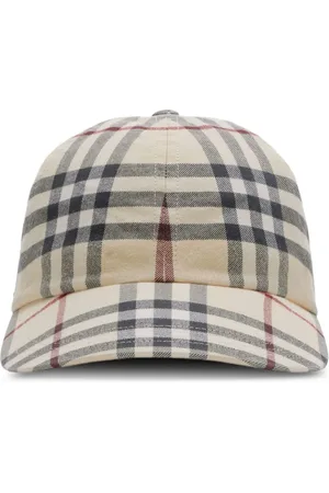Burberry Accessoires, Dames, Grijs, S, Katoen, Plaid-Check Katoenen Pet