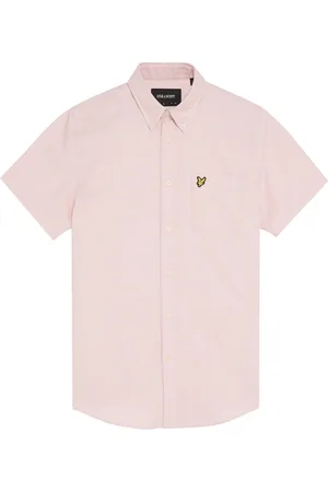 Lyle & Scott Overhemden, Heren, Roze, L, Katoen, Oxford overhemd met korte mouwen