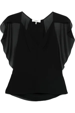 Chloé Blouses & Shirts, Dames, Zwart, S, Gerimpelde Zwarte Top
