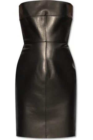 Dsquared2 Kleedjes, Dames, Zwart, 3Xs, Leer, Off-the-shoulder leren jurk
