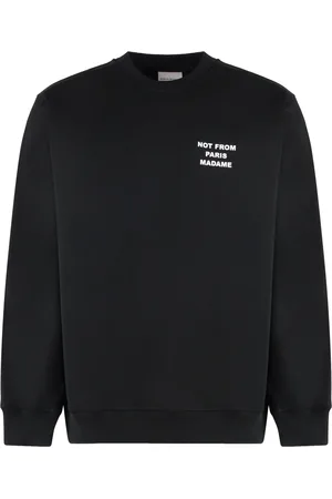 Drôle de Monsieur Sweatshirts & Hoodies, Heren, Zwart, XL, Katoen, Katoenen Sweatshirt met Ronde Hals en Geribbelde Randen