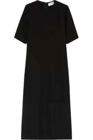 Sportmax Kleedjes, Dames, Zwart, S, Leer, T-shirt Jurk in Stijl