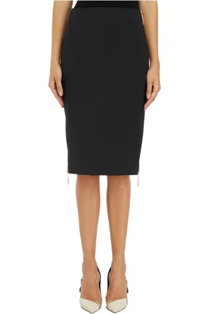 Elisabetta Franchi Rokken, Dames, Zwart, XL, Polyester, Crepe Zip Rok