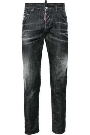Dsquared2 Jeans, Heren, Grijs, 2Xl, Katoen, Zwarte Slim Fit Faded Stretch Katoenen Jeans
