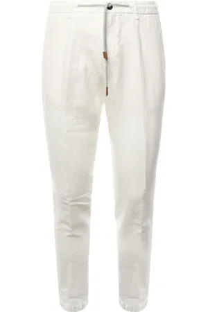 ELEVENTY Broeken, Heren, Wit, W30, Katoen, Slim-fit joggingbroek