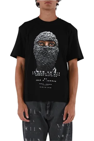 Ih Nom Uh Nit Tops, Heren, Zwart, L, Katoen, Zwarte Masker T-shirt met Voor- en Achterprint