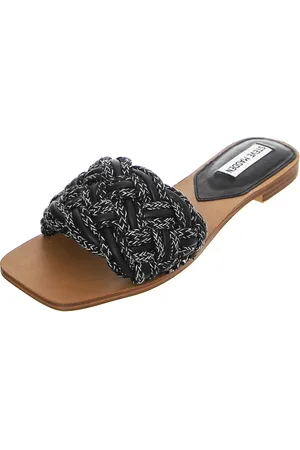 Steve Madden Schoenen, Dames, Zwart, 37 1/2 EU, Slippers met Geweven Bovenkant