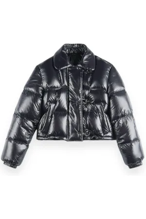 FAY Jassen, Dames, Zwart, S, Cropped Puffer Jacket met 3 Haakjes